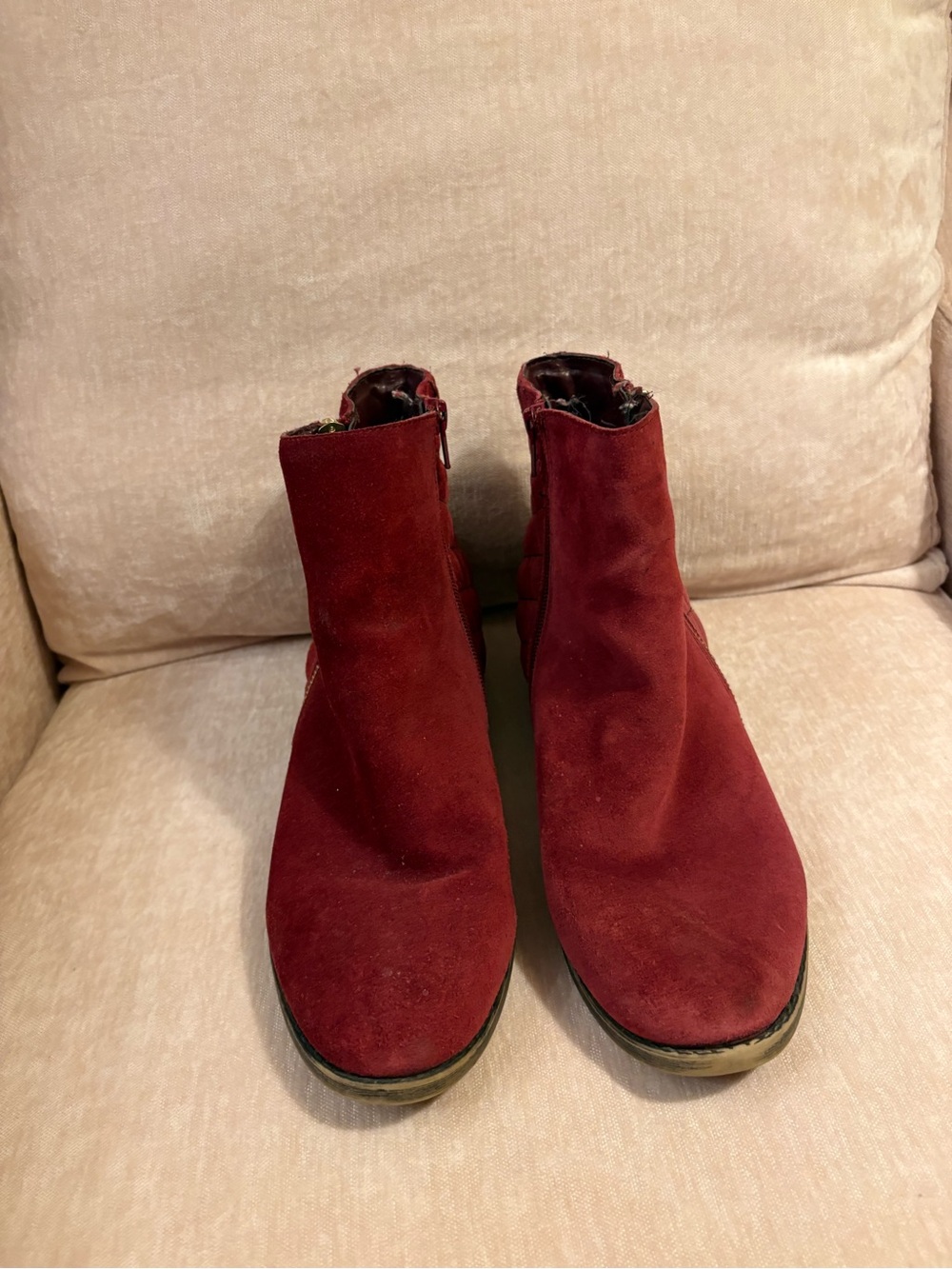 Women's Red Suede Ankle Boots